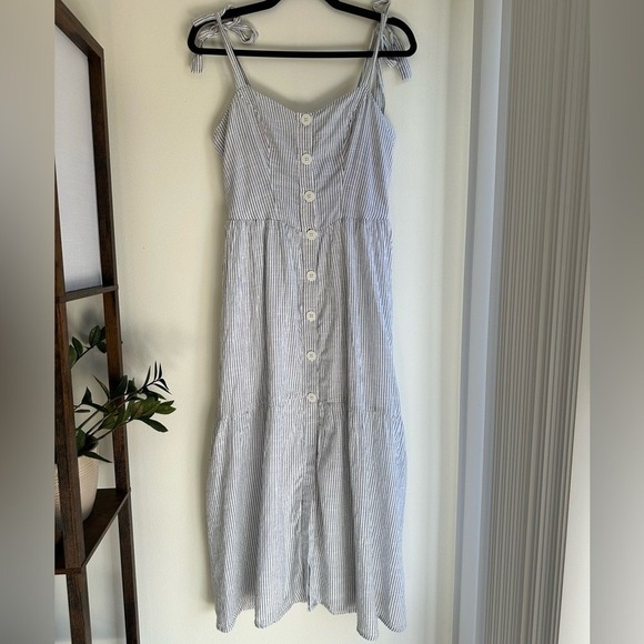 Urban Outfitters Positano Striped Cotton Button Down Midi Dress - Picture 3 of 8